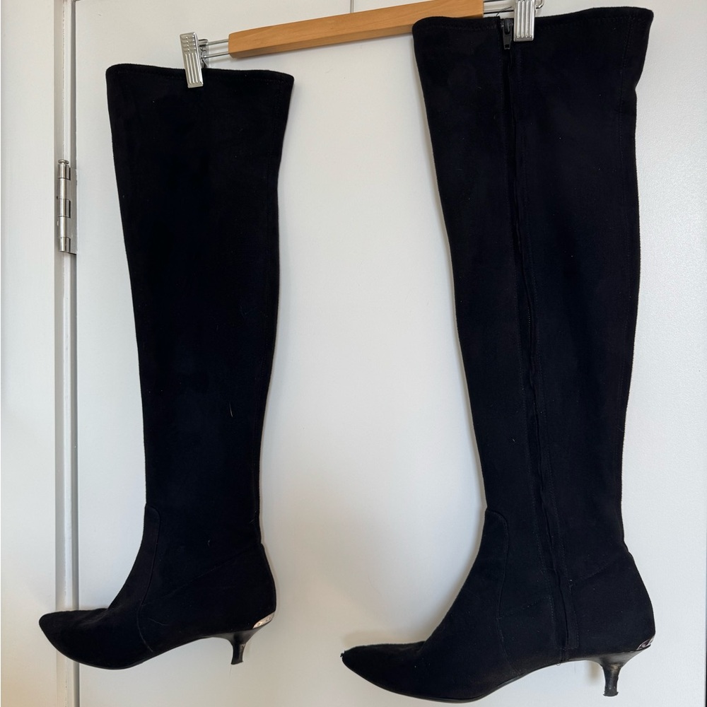 Michael Kors Black Kitten heeled Suede Over the Knee Boots